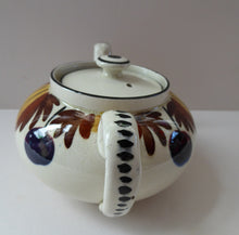 Load image into Gallery viewer, Scottish Pottery. RARE Robert Heron &amp; Sons LANGTOUN WARE, Kirkcaldy. Small Size Teapot - with Dark Cherries and Floral Design
