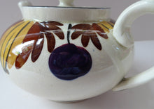 Load image into Gallery viewer, Scottish Pottery. RARE Robert Heron &amp; Sons LANGTOUN WARE, Kirkcaldy. Small Size Teapot - with Dark Cherries and Floral Design
