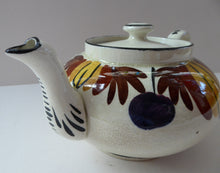 Load image into Gallery viewer, Scottish Pottery. RARE Robert Heron &amp; Sons LANGTOUN WARE, Kirkcaldy. Small Size Teapot - with Dark Cherries and Floral Design
