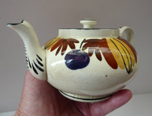 Load image into Gallery viewer, Scottish Pottery. RARE Robert Heron &amp; Sons LANGTOUN WARE, Kirkcaldy. Small Size Teapot - with Dark Cherries and Floral Design
