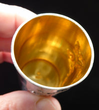 Load image into Gallery viewer, FIVE Antique Pretty RUSSIAN SILVER Vodka Tot Cups or Shot Beakers Rocaille Cartouche
