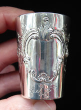 Load image into Gallery viewer, FIVE Antique Pretty RUSSIAN SILVER Vodka Tot Cups or Shot Beakers Rocaille Cartouche

