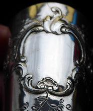Load image into Gallery viewer, FIVE Antique Pretty RUSSIAN SILVER Vodka Tot Cups or Shot Beakers Rocaille Cartouche

