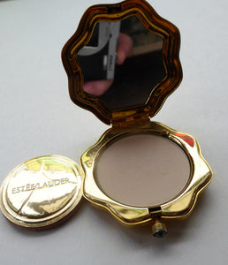 Adorable ESTEE LAUDER Miniature Pressed Powder Compact. Rarer Abstract Design Set with Enamels and Crystals. Excellent unused condition