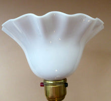 Load image into Gallery viewer, ART NOUVEAU Brass Table Lamp. Genuine Antique Desk Lamp with Fully Adjustable and Angled Arm &amp; White Glass Shade
