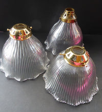 Load image into Gallery viewer, ANTIQUE Edwardian HOLOPHANE Ribbed Glass Lamp Shades
