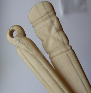 Antique Georgian French Prisoner of War Carved Cow Bone Baby Teether