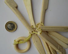 Load image into Gallery viewer, Antique Georgian French Prisoner of War Carved Cow Bone Baby Teether
