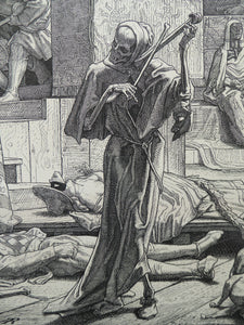 1851 German Woodcut. Death as a Strangler by Alfred Rethel