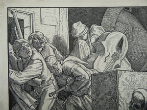 1851 German Woodcut. Death as a Strangler by Alfred Rethel