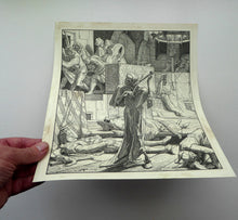 Load image into Gallery viewer, 1851 German Woodcut. Death as a Strangler by Alfred Rethel
