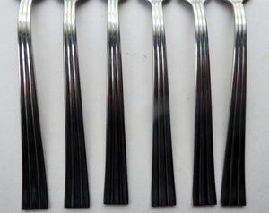 Vintage SWEDISH GENSE 1940s Stainless Steel THEBE Pattern Cutlery Dessert Forks designed by Folke Arstrom