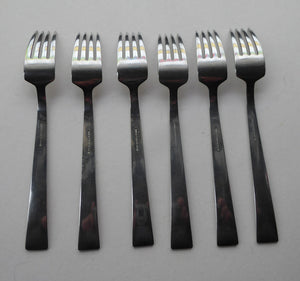 Vintage SWEDISH GENSE 1940s Stainless Steel THEBE Pattern Cutlery Dessert Forks designed by Folke Arstrom