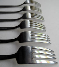 Load image into Gallery viewer, Vintage SWEDISH GENSE 1940s Stainless Steel THEBE Pattern Cutlery Dessert Forks designed by Folke Arstrom
