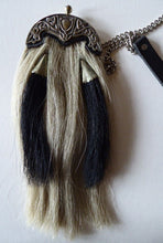Load image into Gallery viewer, ANTIQUE Scottish Miniature Horsehair Sporran for a Child with Celtic Dragon Decorated White Metal Mantle

