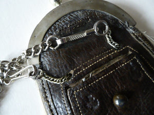 ANTIQUE Scottish Miniature Horsehair Sporran for a Child with Celtic Dragon Decorated White Metal Mantle