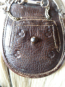 ANTIQUE Scottish Miniature Horsehair Sporran for a Child with Celtic Dragon Decorated White Metal Mantle