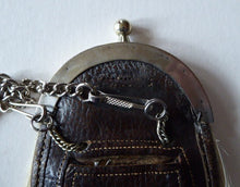 Load image into Gallery viewer, ANTIQUE Scottish Miniature Horsehair Sporran for a Child with Celtic Dragon Decorated White Metal Mantle
