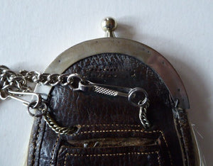 ANTIQUE Scottish Miniature Horsehair Sporran for a Child with Celtic Dragon Decorated White Metal Mantle