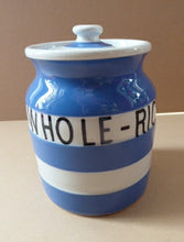 Load image into Gallery viewer, 1930s Rarer Lettering: WHOLE RICE TG GREEN Cornishware Storage Jar: Early Green Church Mark
