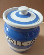 Load image into Gallery viewer, 1930s Rarer Lettering: WHOLE RICE TG GREEN Cornishware Storage Jar: Early Green Church Mark
