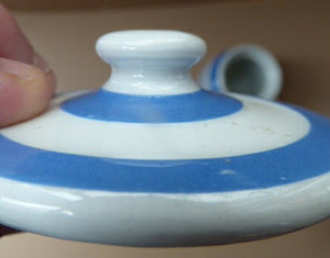 1930s Rarer Lettering: WHOLE RICE TG GREEN Cornishware Storage Jar: Early Green Church Mark