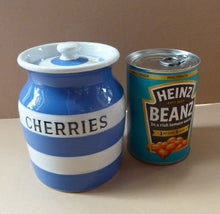 Load image into Gallery viewer, 1930s Rarer Lettering: CHERRIES TG GREEN Cornishware Storage Jar: Early Green Church Mark
