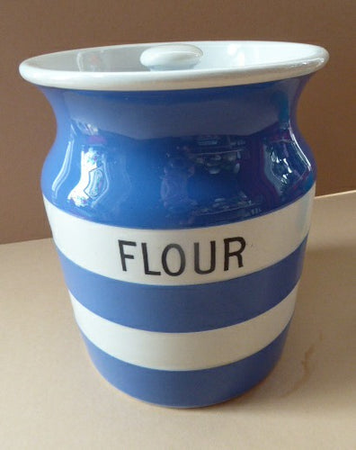 1930s Cornishware Storage Jar: Flour