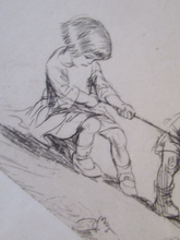 Load image into Gallery viewer, 1923 Eileen Sopper Tug of War Pencil Signed Etching
