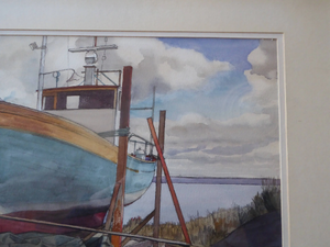New Zealand Artist. RON STENBERG (1919 - 2017). Fishing Boat, Oland, SWEDEN. Signed and Dated 1983