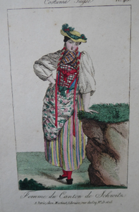19th Century Swiss Cantons Regional Costume Antique Prints