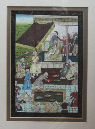 Original Vintage Indian Miniature Watercolour Painting on Silk