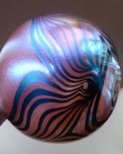 Load image into Gallery viewer, 1980s John Ditchfield Unique Piece Iridescent Glass Vase with Art Nouveau Zebra Trails. Signed

