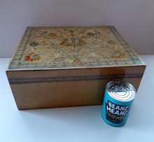 Load image into Gallery viewer, Antique 1930s Sewing Box with Original Folk Art Pen and Ink Decorations
