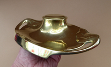 Load image into Gallery viewer, ART NOUVEAU / JUGENDSTIL Brass Inkwell with tendril handles and feet. Marked Geschutzt on the Base
