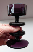 Load image into Gallery viewer, Stylish 1970s SHERINGHAM WEDGWOOD GLASS Purple Candlestick by Stennett-Wilson. 5 inches High
