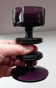 Stylish 1970s SHERINGHAM WEDGWOOD GLASS Purple Candlestick by Stennett-Wilson. 5 inches High