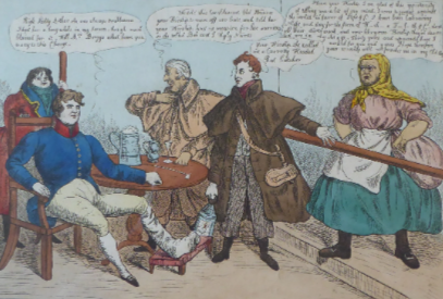 Georgian Satirical PRINT. Irish History Subject. Paddy Arthur's Night Charge 1829