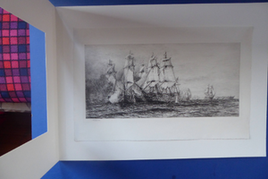 ORIGINAL ETCHING: William Lionel Wyllie (1851 – 1931) Battle of Trafalgar; c 1920. Pencil Signed