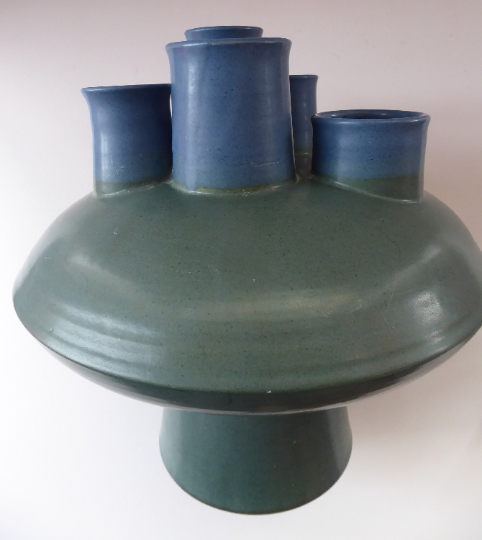 Brutalist Art Pottery Sculptural Flying Saucer Vase