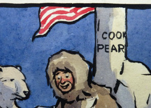 SCOTTISH ART: Charles Rennie Dowell ( 1867 - 1935). Four Little Watercolour Illustrations Relating to the Race for the North Pole in 1909