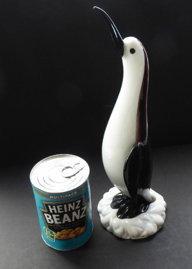 Large Vintage MURANO Glass Penguin Standing on a Block of Ice. Height 12 inches
