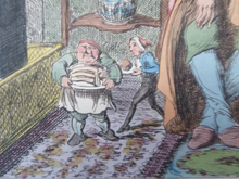 Load image into Gallery viewer, Original GEORGIAN Satirical Print by George Cruikshank (1782 - 1878). Hand-coloured etching entitled Indigestion and dated 1825
