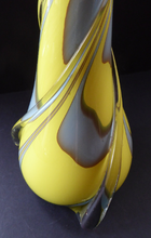 Load image into Gallery viewer, id-Century Italian V.B Opaline Vase with Yellow and Grey Zebra Stripes
