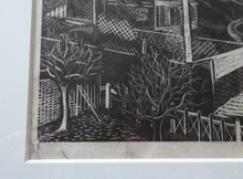 Load image into Gallery viewer, Scottish Art 1940s Woodcut by Kenneth Roberts Wartime Park Scene

