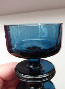 Stylish 1970s SHERINGHAM WEDGWOOD GLASS Blue Candlestick by Stennett-Wilson. 5 inches High
