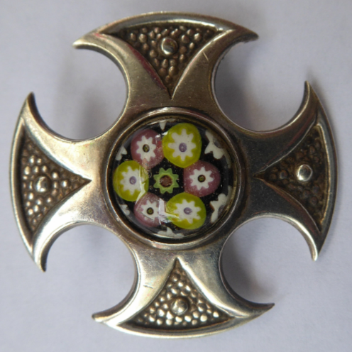 1970s Caithness Glass Pendant Miniature Millefiori Paperweight Set in Silver Luckenbooth