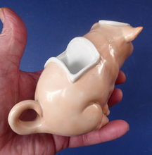 Load image into Gallery viewer, 1910s Novelty Inkwell &amp; Stamp Wetter. Strange Pink Pig Model. Antique GERMAN PORCELAIN
