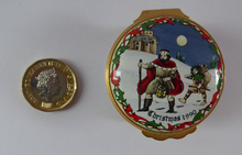 Load image into Gallery viewer, 1990 Halcyon Days Enamels Christmas Box. Good King Wenceslas. Excellent Vintage Condition

