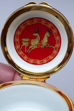 Load image into Gallery viewer, Vintage Halcyon Days Enamels Christmas Box. Santa Visiting Children at Christmas. Excellent Condition
